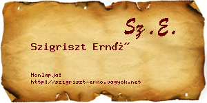 Szigriszt Ernő névjegykártya